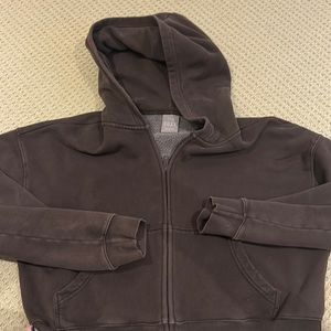 Cropped chocolate brown tna cozy boyfriend hoodie